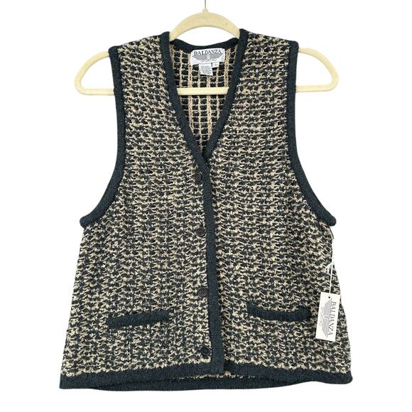 Baldanza Country Meadow Gray Sleeveless Pocket Button Closure Pattern Vest Small - Picture 1 of 7
